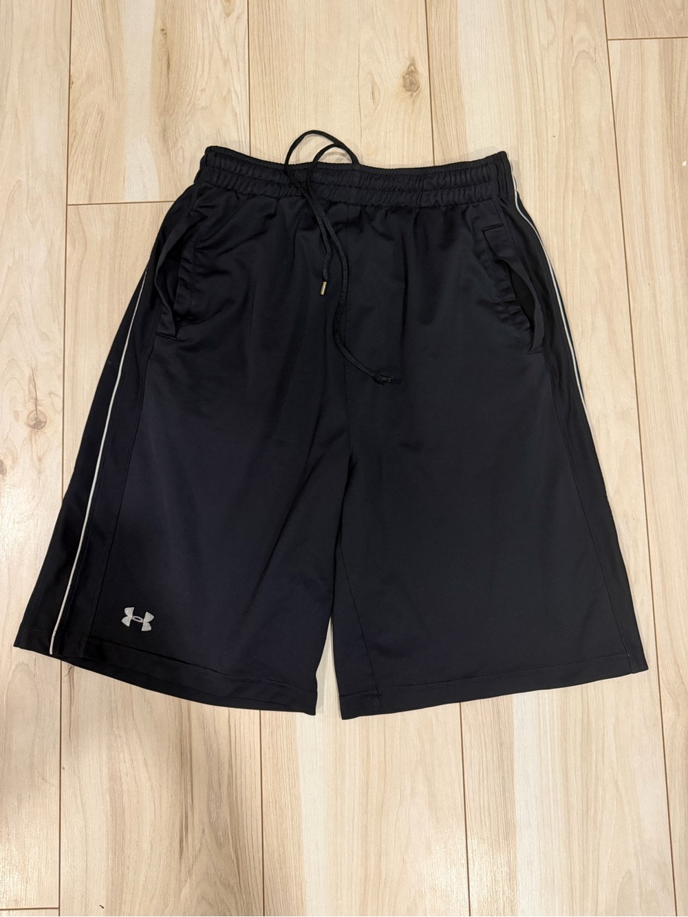 Under Armour Black Men's Athletic Shorts with White Piping